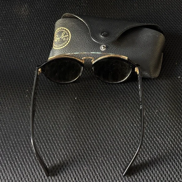 Ray-Ban Black Frame Sunglasses with Gold Detail - Picture 2 of 2
